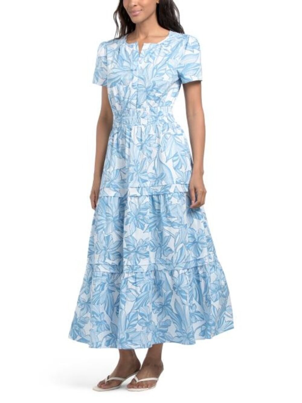 RUBY & REMI Short Sleeve Tiered Maxi Dress